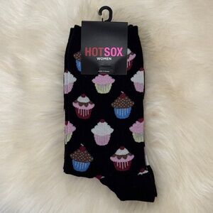 Hot Sox Black Cupcake Pattern Crew Socks